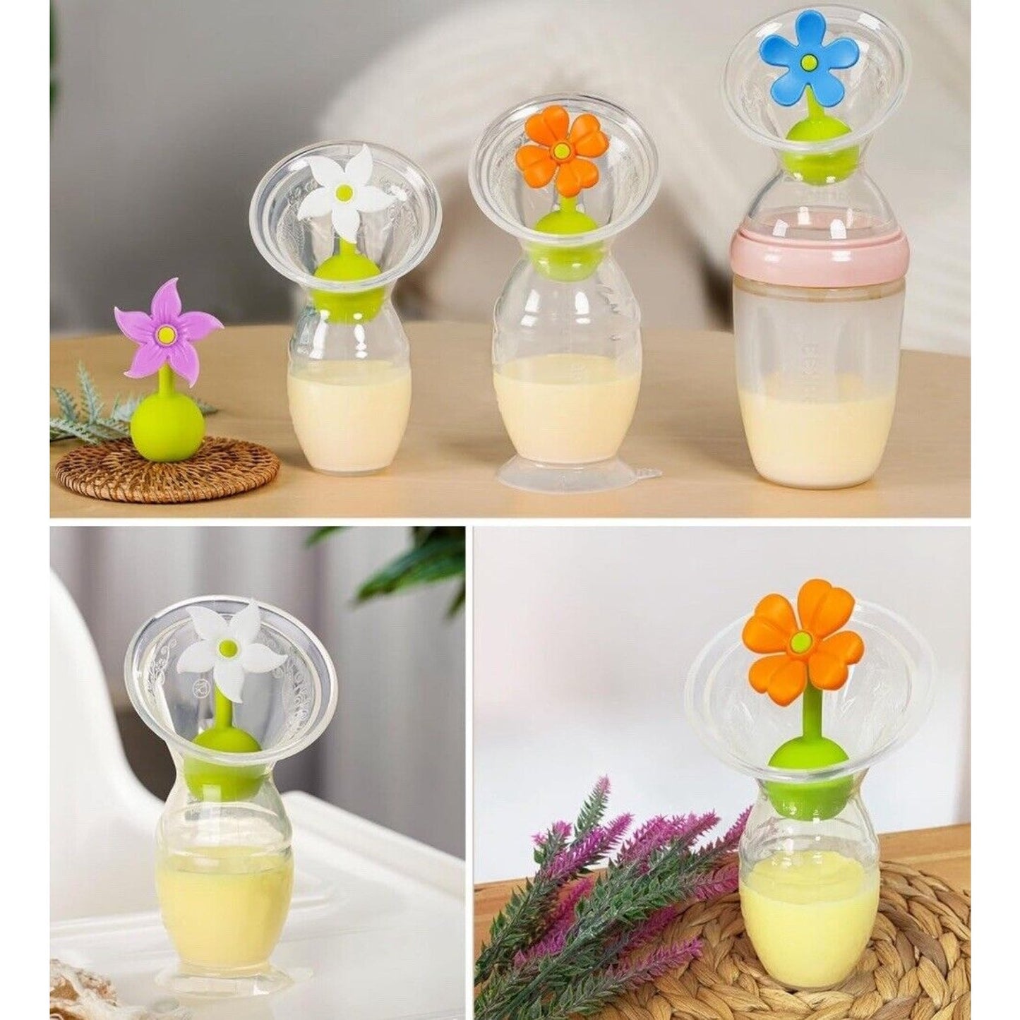 Haakaa Silicone Cap Leak-Proof and Flower Stopper Bundle Breast Milk Pump Lid