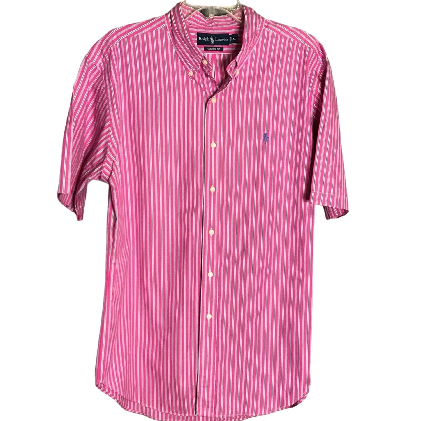 Polo Ralph Lauren Classic Button Down Shirt Men’s XL Short Sleeve Pink Striped