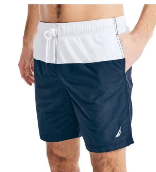 NAUTICA 8.5 J-CLASS SWIM TRUNKS, SUGAR CORAL STRIPES