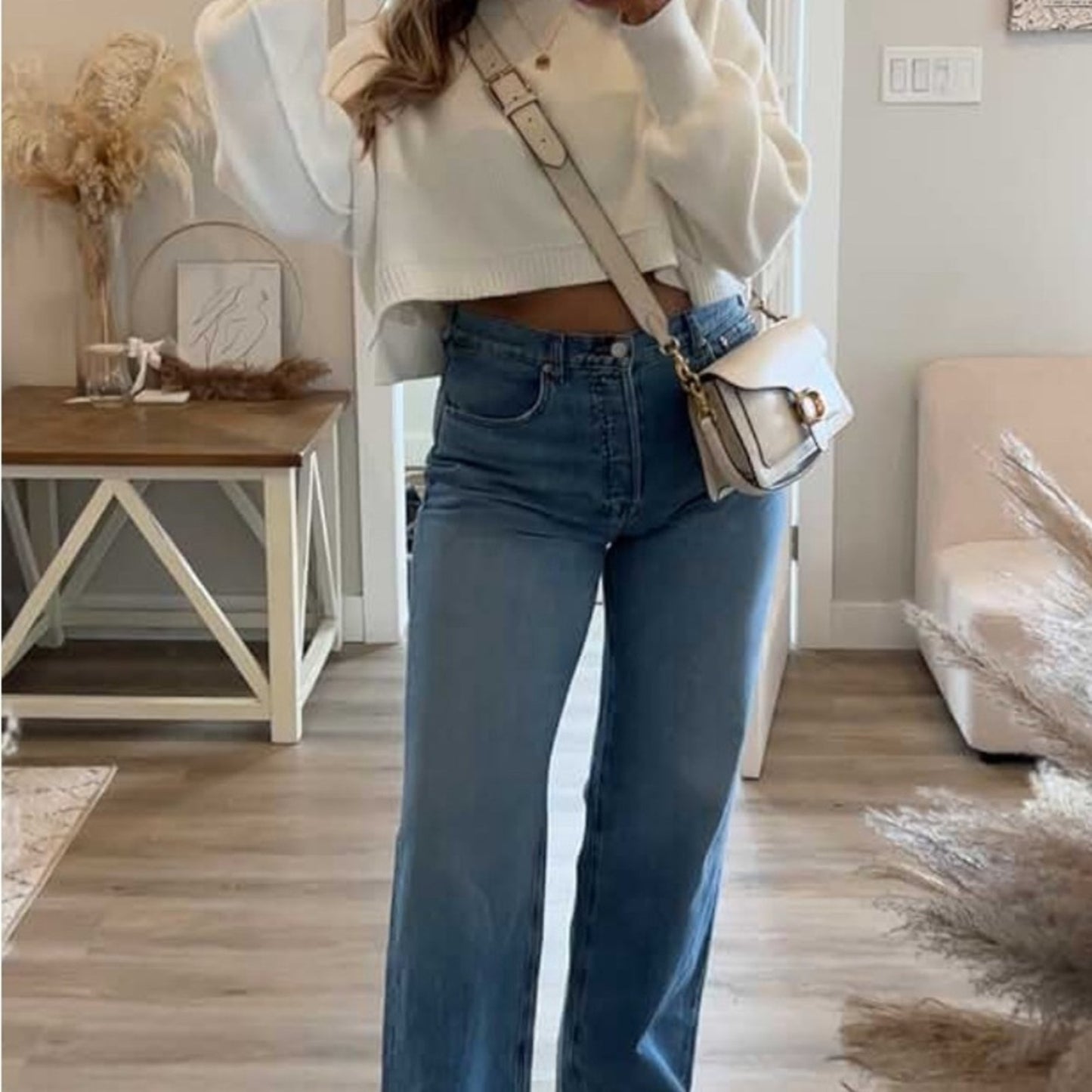 Brand new free people crop cream sweater