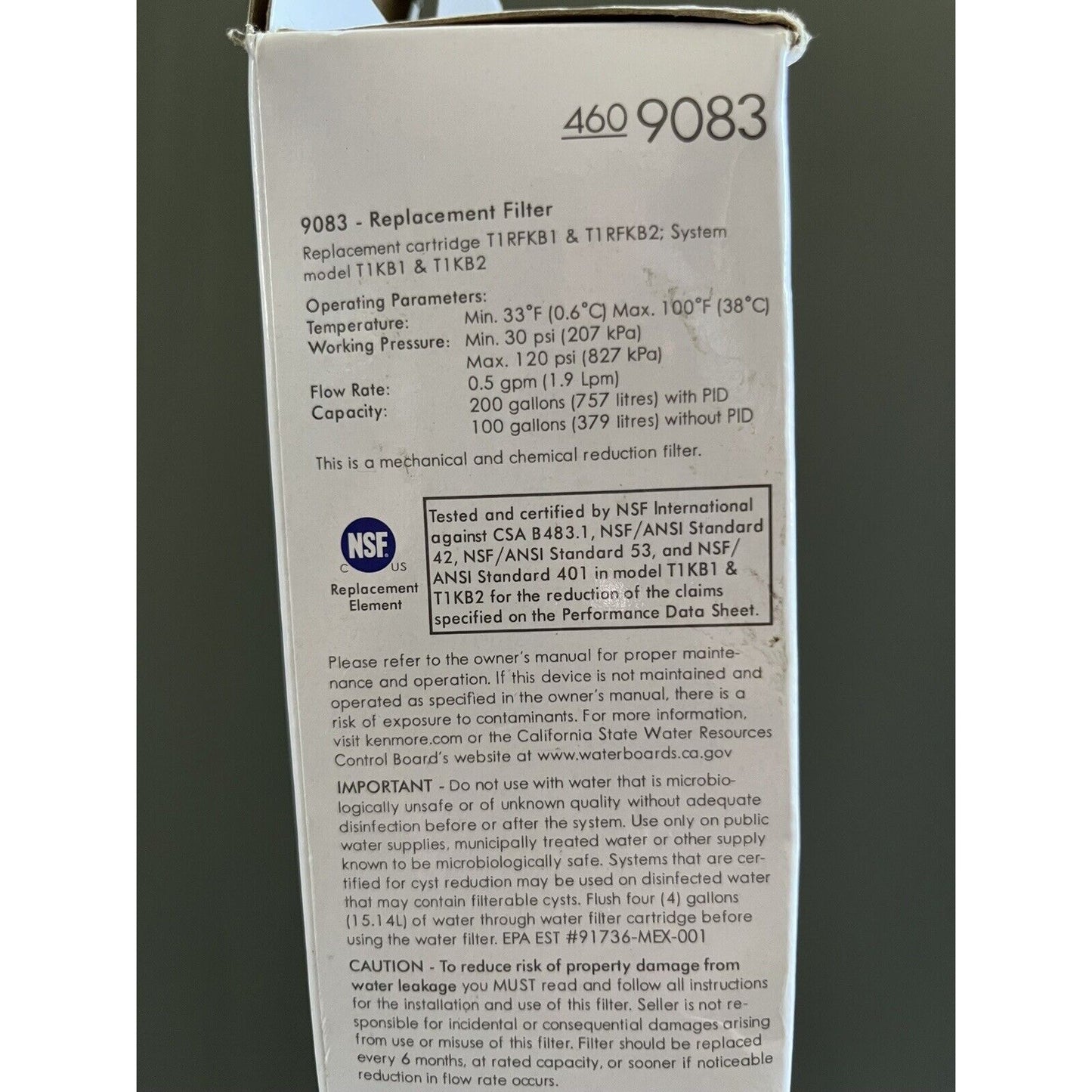 Kenmore 46-9083 Replacement Refrigerator Water Filter