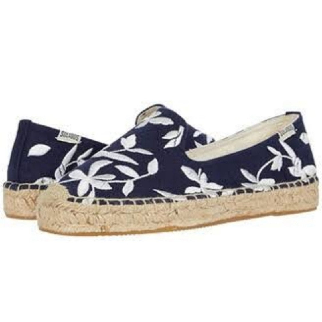 Soludos Shiloh Floral Embroidery
Espadrille Flats Navy White Women's 5