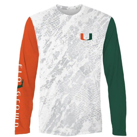 Flo Grown Men's Long Sleeve UV Camo Miami Hurricanes