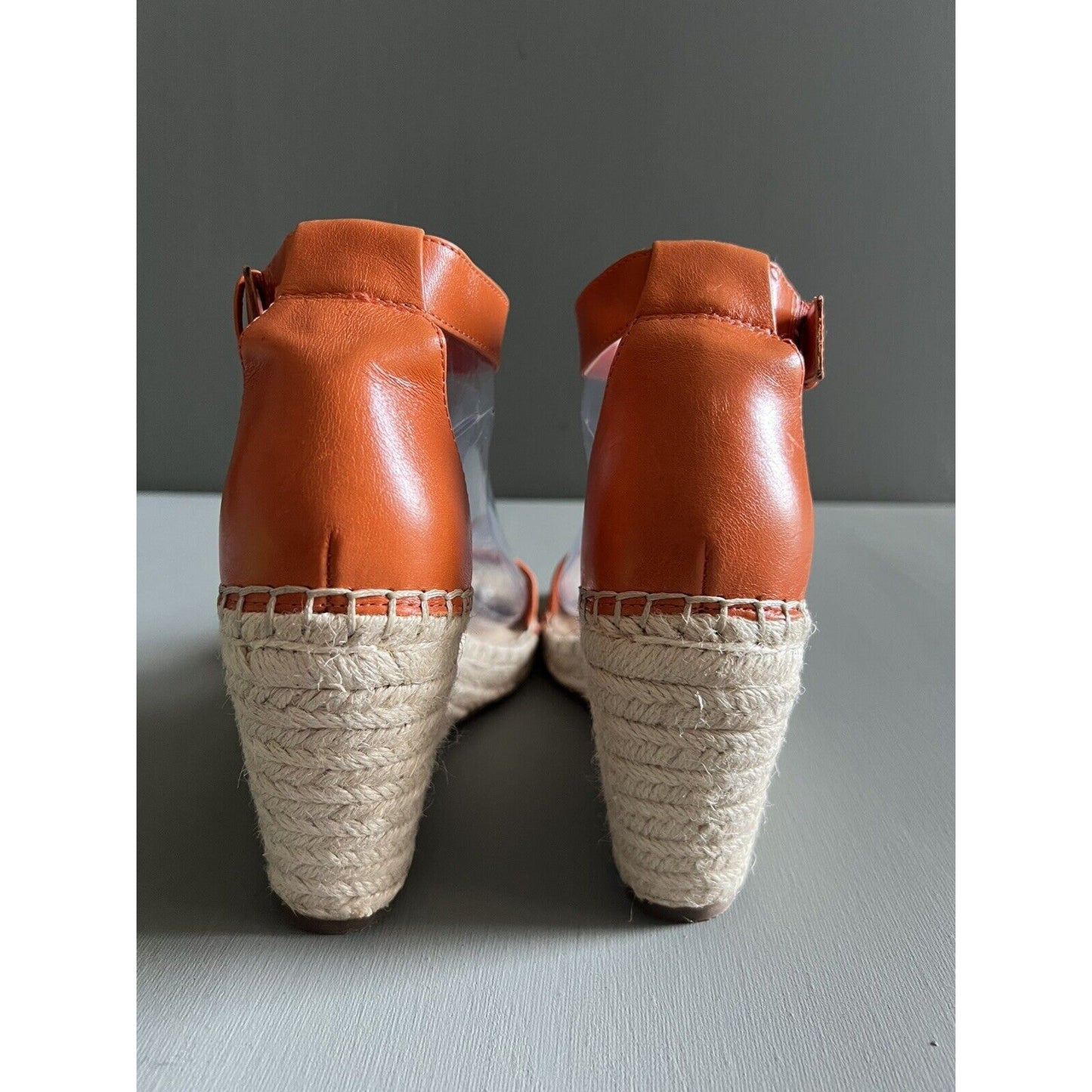 Vince Camuto Meddrina Espadrille Sandals Size 8 Orange Leather ankle Strap