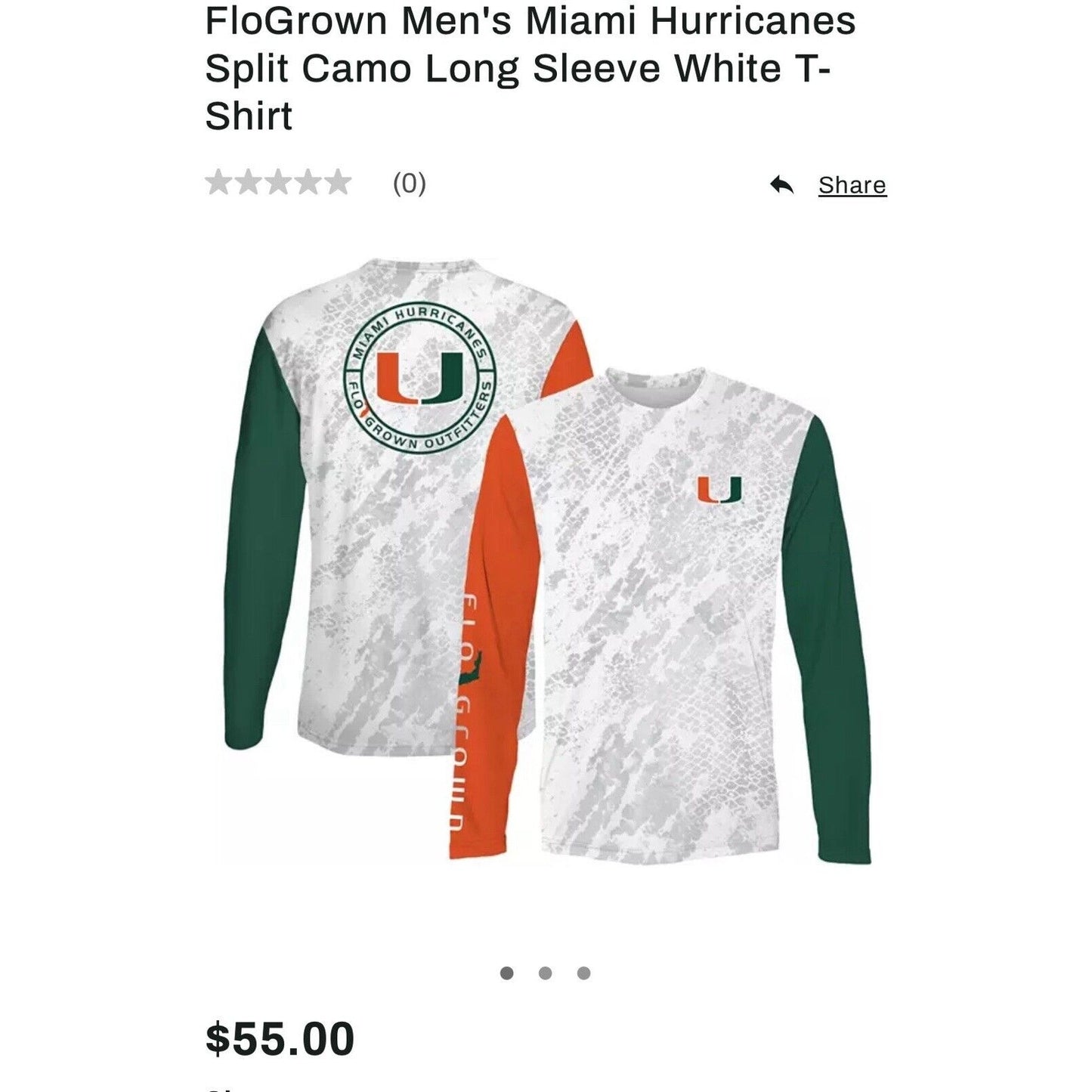 Flo Grown Men's Long Sleeve UV Camo Miami Hurricanes