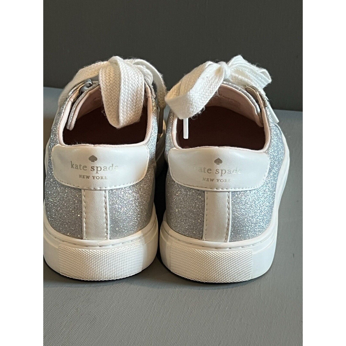 Kate Spade Athena White Glitter Sneakers Women's size 9 Wedding Flats Laces