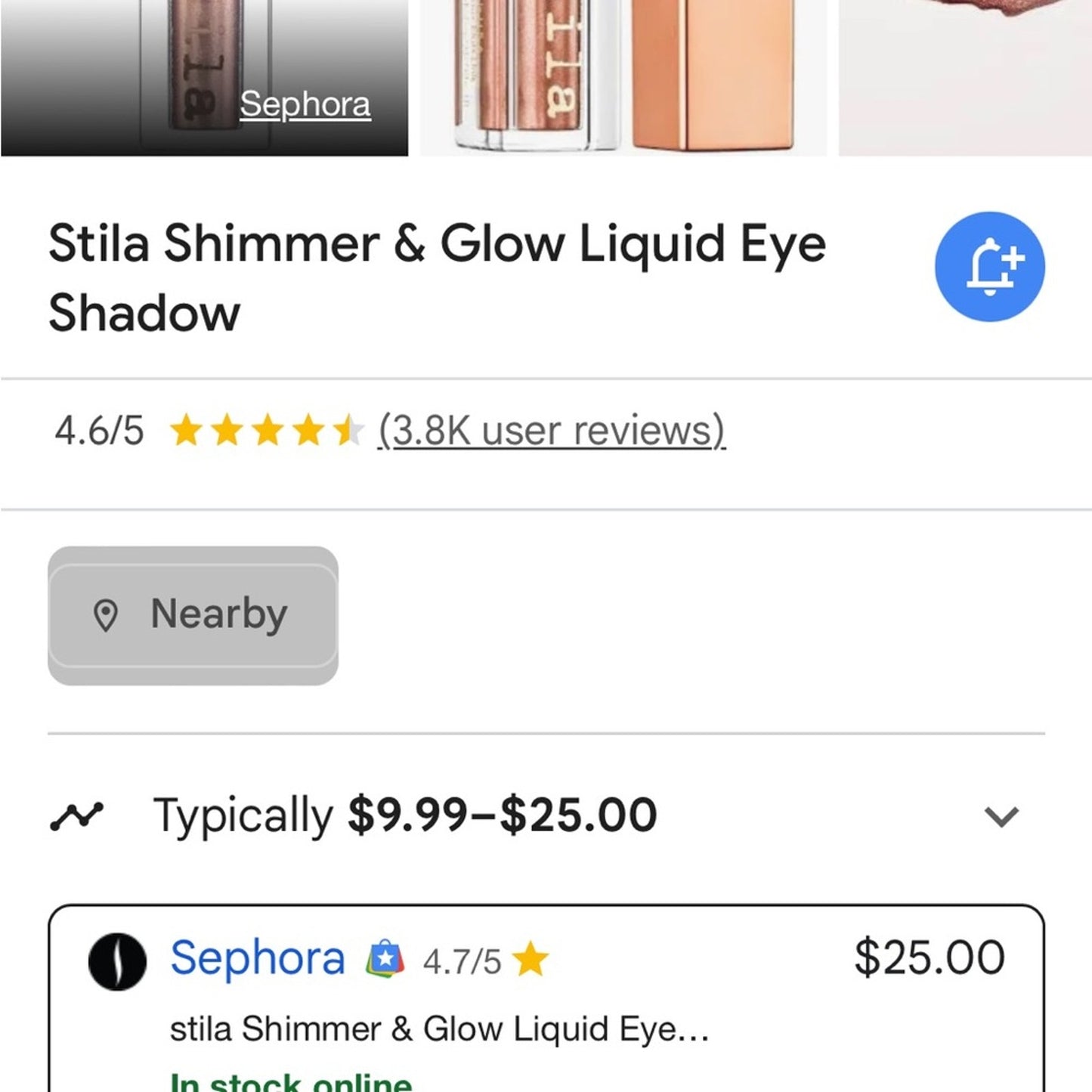 Stila Shimmer & Glow Liquid Eye
Shadow Color is Grace