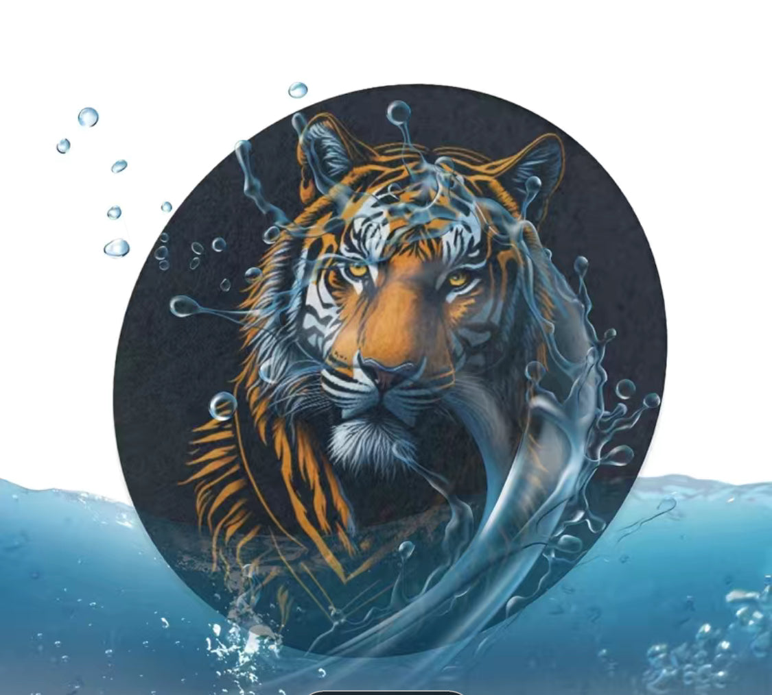 2pcs Cool Tiger Absorbent Car Cup Holder Coaster Mats - Car Interior Accessories For Women & Men, Water Cup Coasters For Car Vehicles & Home Desk