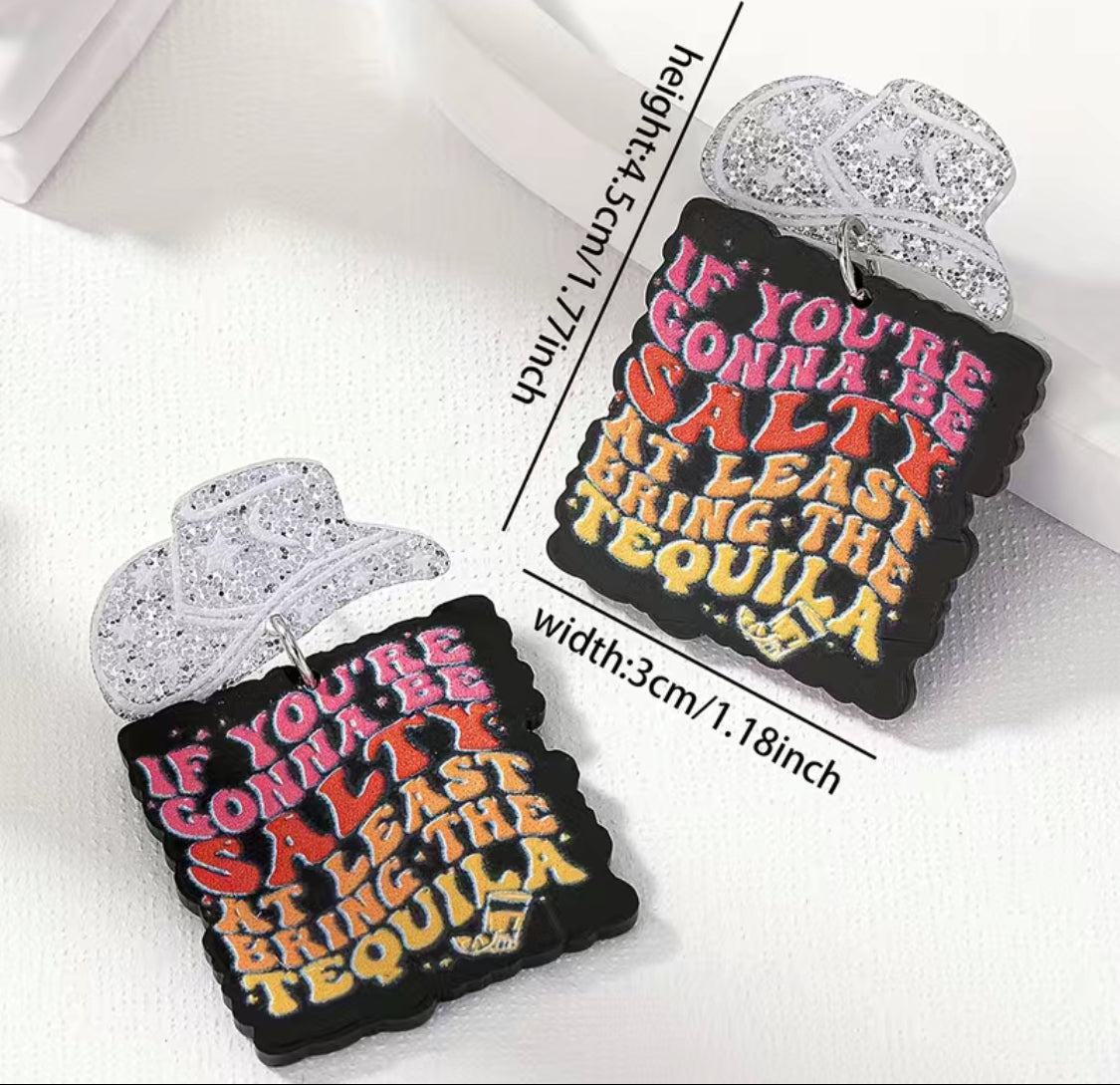 Fun Colorful Letter Design Dangle Earrings Funny Quote