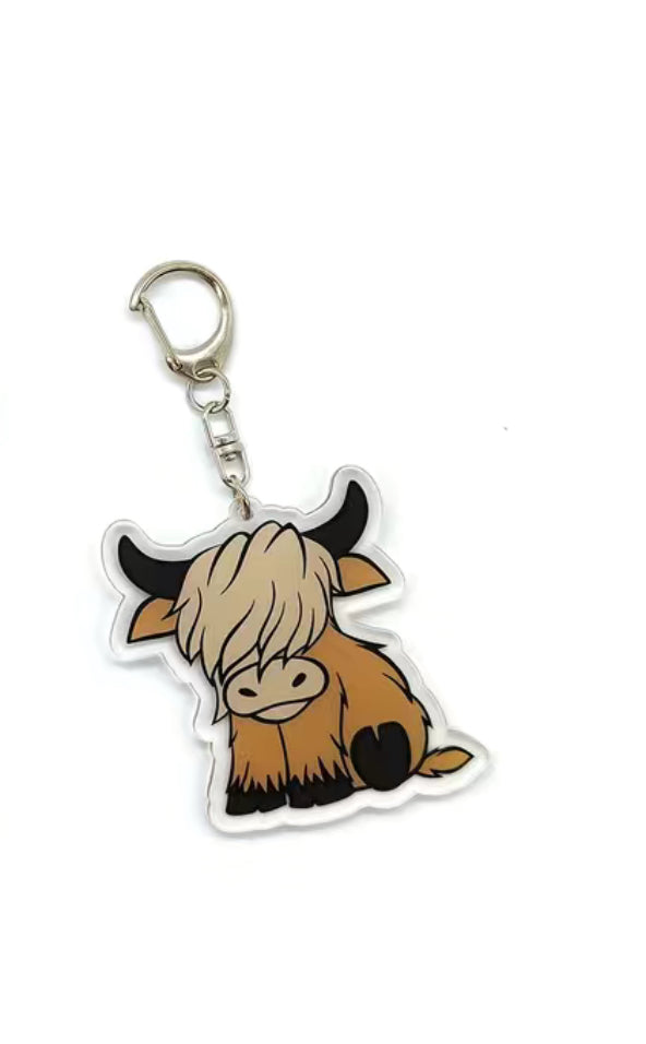 Acrylic Cartoon Highland Cattle Keychain Pendant
Bag Purse Accessories