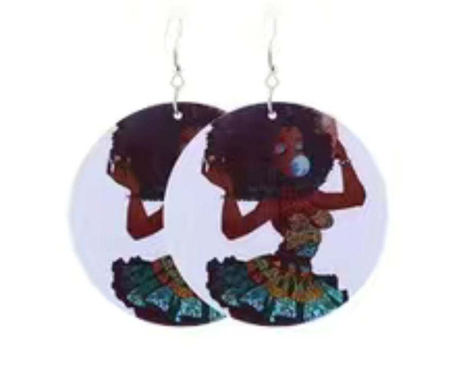 Wooden Classic Earrings Jewelry Afro Love Woman Earring Pendants Queen Painted Ear Jewelry