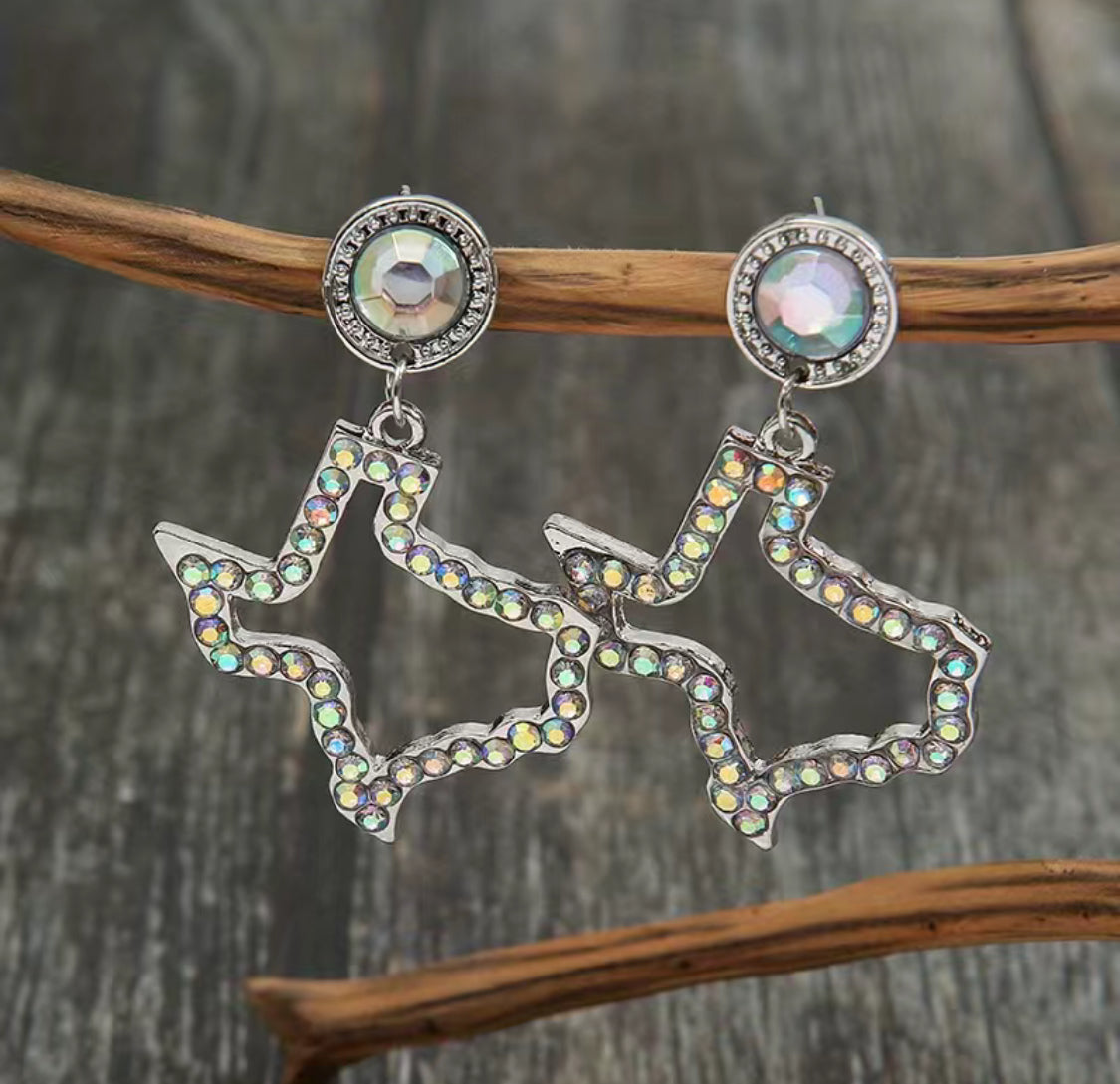 Texas rhinestone hanging earrings