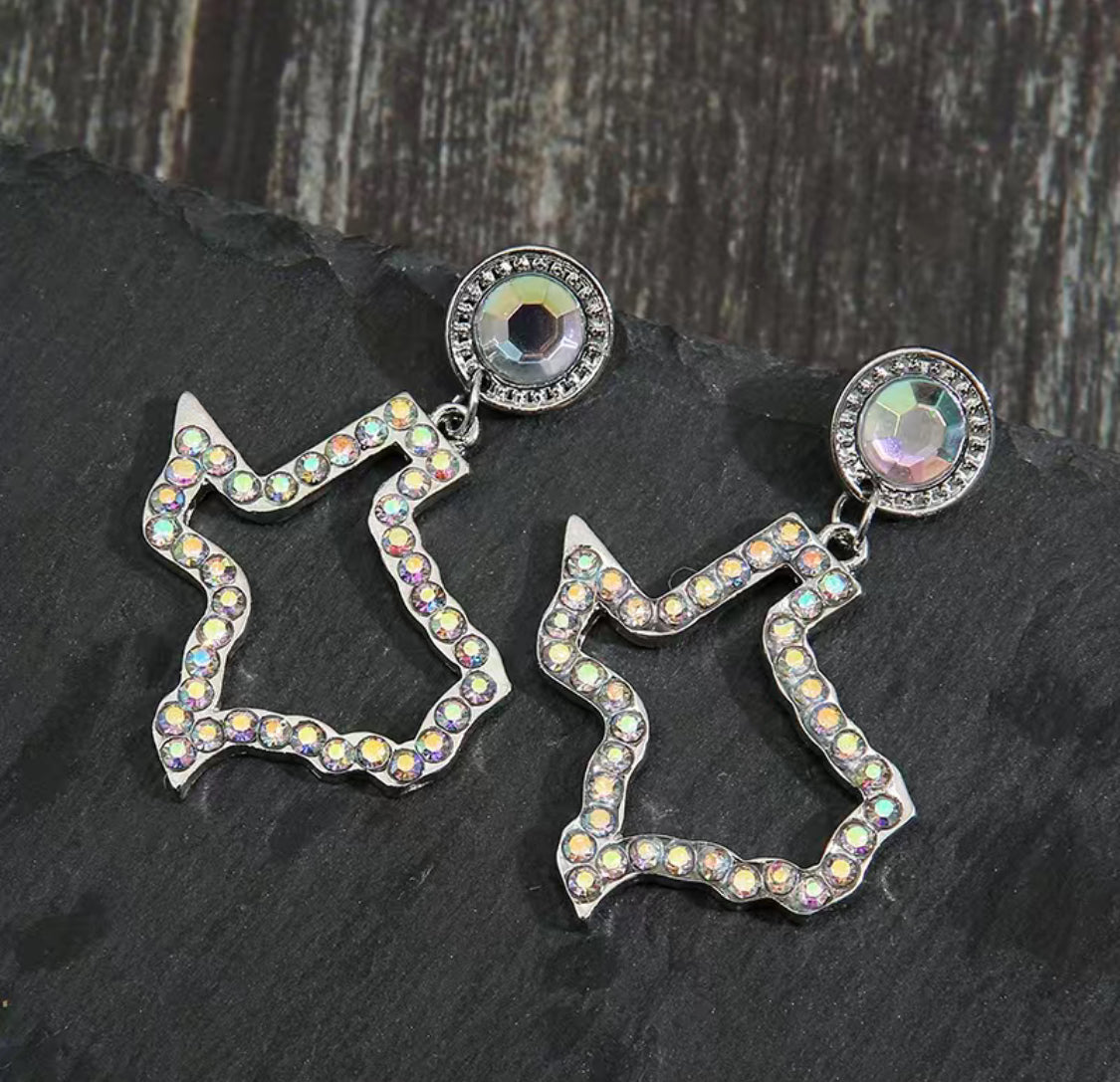 Texas rhinestone hanging earrings