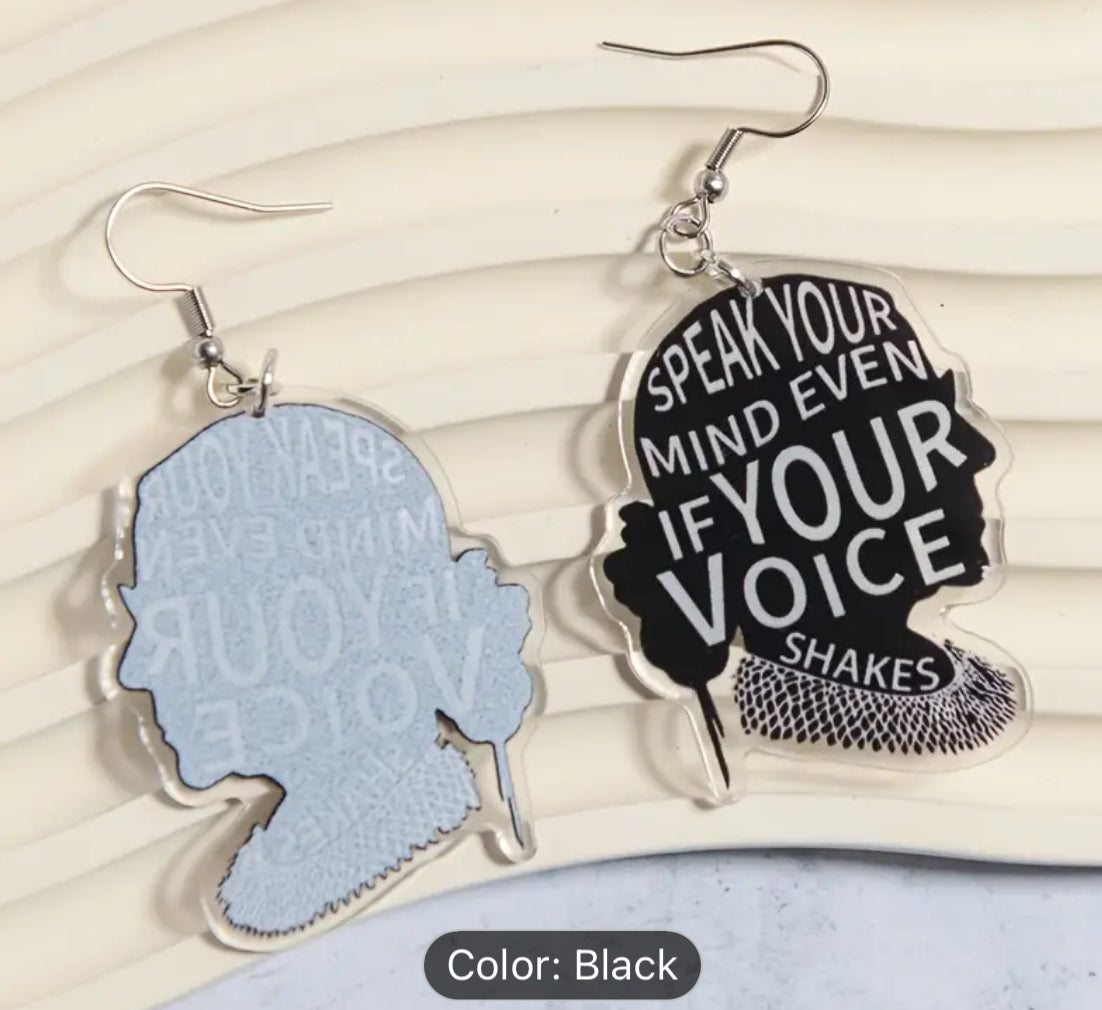 Creative "Speak Your Mind Even If Your Voice Shakes" Acrylic Earrings, Creative Inspirational Gift