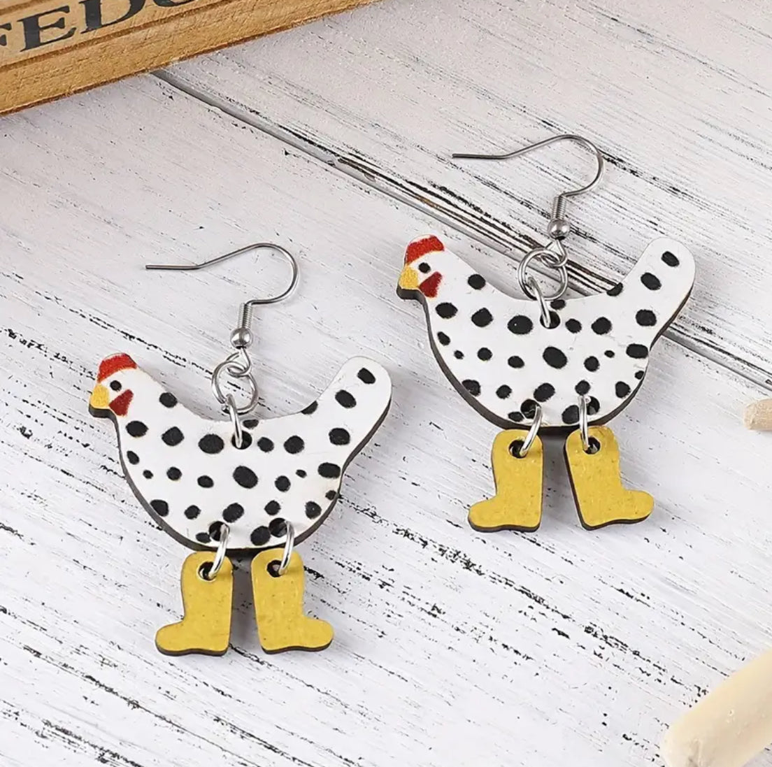 Retro Cute Hen Boots Design Dangle Earrings
Wooden Jewelry