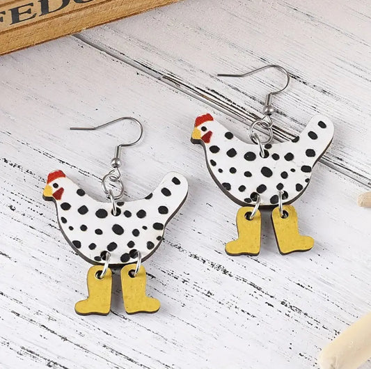 Retro Cute Hen Boots Design Dangle Earrings
Wooden Jewelry