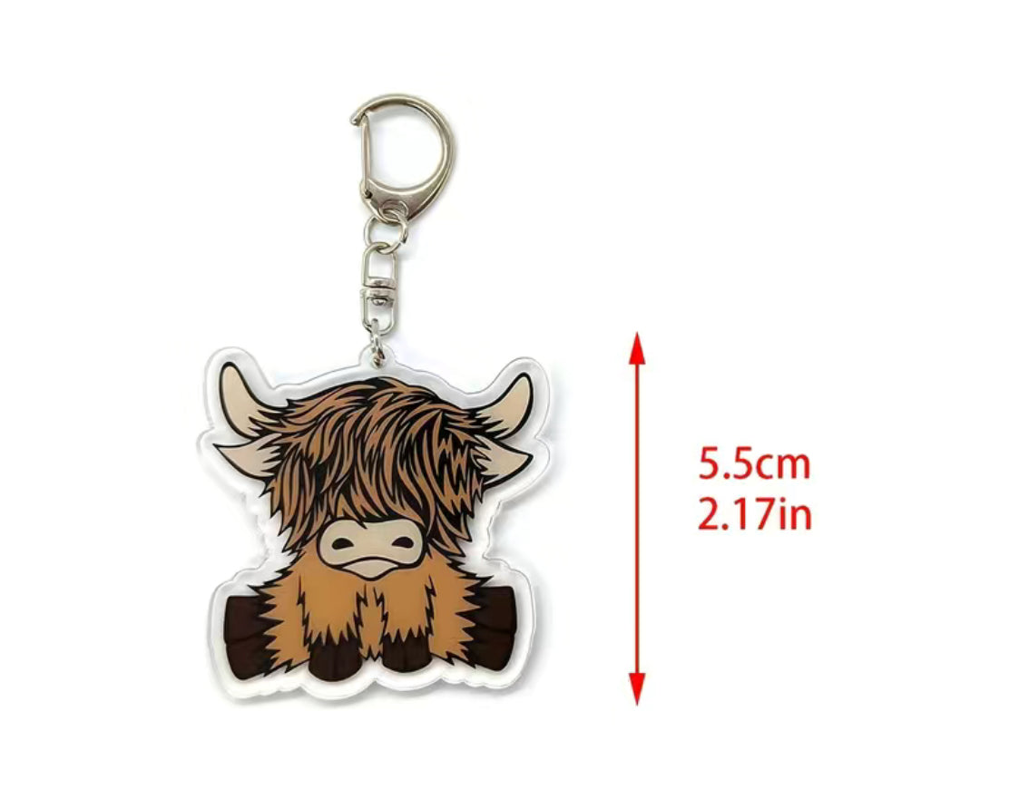 Acrylic Cartoon Highland Cattle Keychain Pendant
Bag Purse Accessories