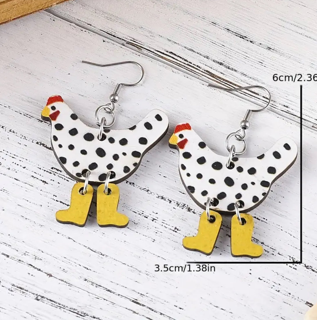 Retro Cute Hen Boots Design Dangle Earrings
Wooden Jewelry