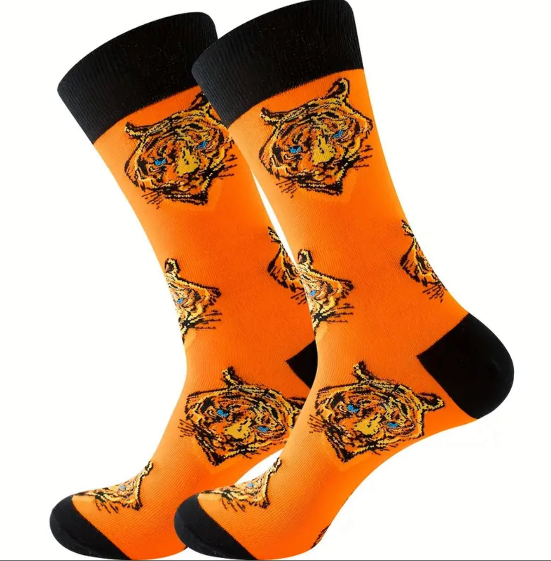 Men's Tiger Socks, Dress Socks, Novelty Funny Crew Socks, Men's Trendy Socks