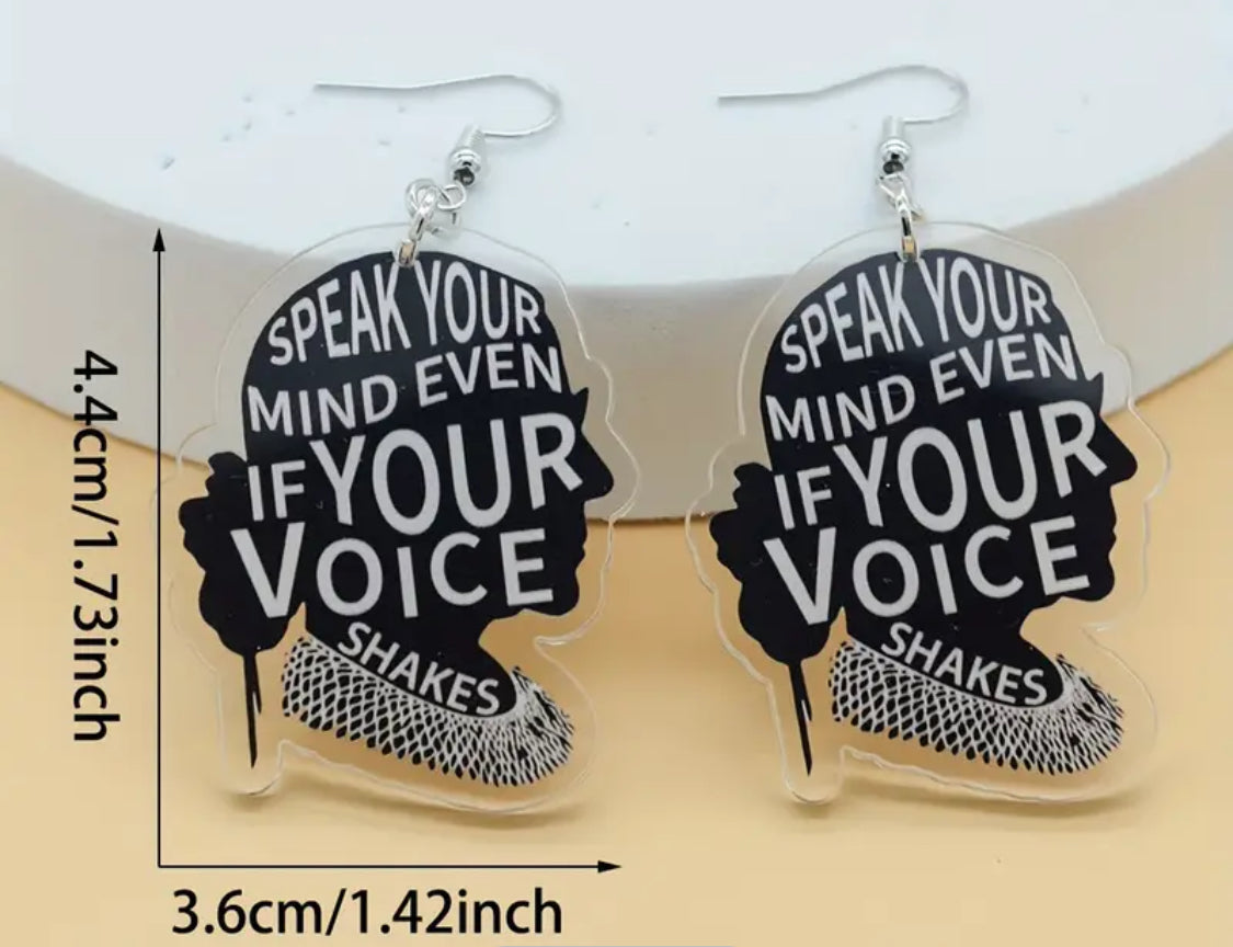 Creative "Speak Your Mind Even If Your Voice Shakes" Acrylic Earrings, Creative Inspirational Gift