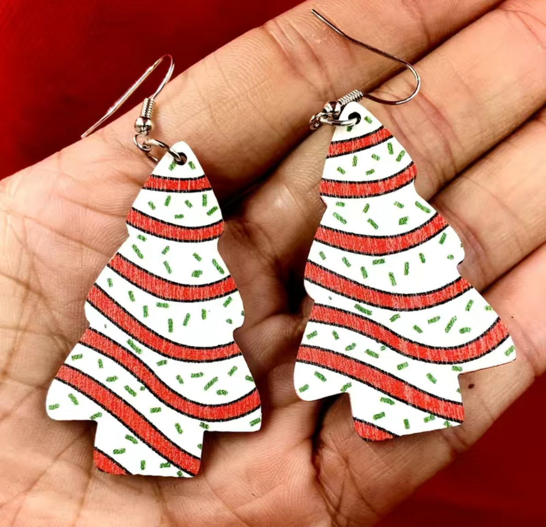 Christmas Tree Cake Earrings ￼