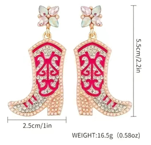 Colorful Beaded Boots Design Dangle Earrings Western Jewelry