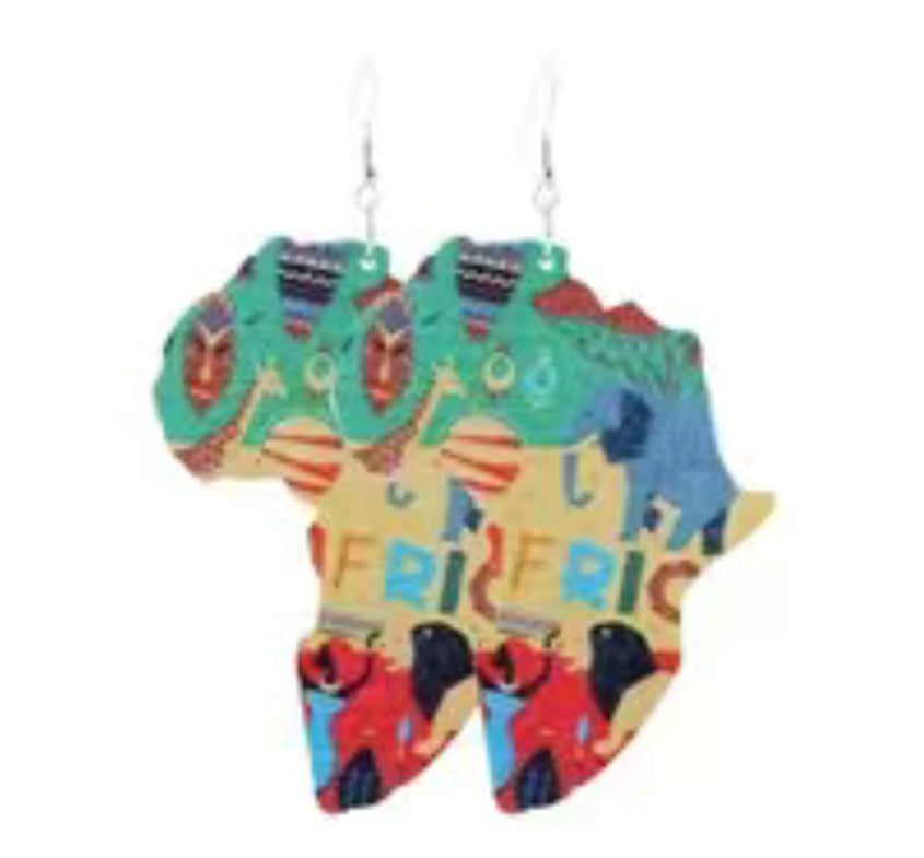 Wooden Classic Earrings Jewelry Afro Love Woman Earring Pendants Queen Painted Ear Jewelry