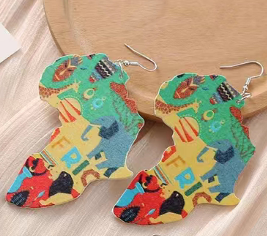 Wooden Classic Earrings Jewelry Afro Love Woman Earring Pendants Queen Painted Ear Jewelry