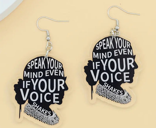 Creative "Speak Your Mind Even If Your Voice Shakes" Acrylic Earrings, Creative Inspirational Gift