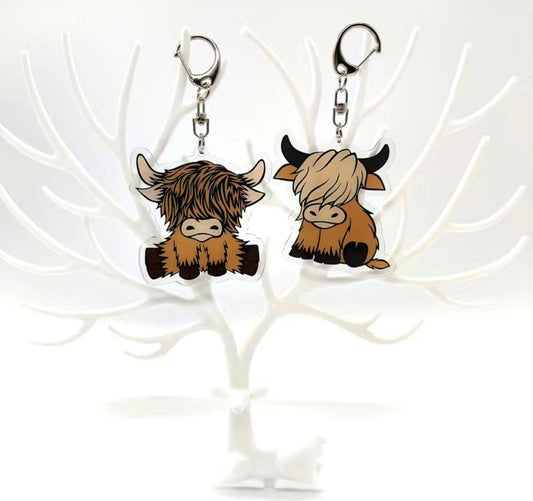 Acrylic Cartoon Highland Cattle Keychain Pendant
Bag Purse Accessories