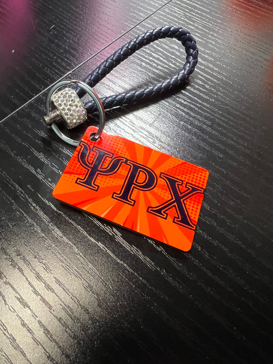 Keychain orange & navy blue