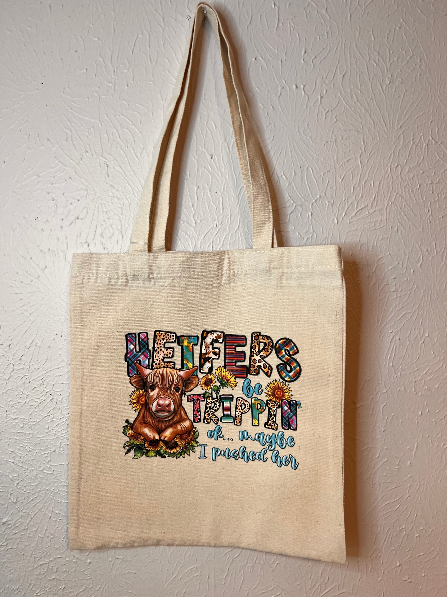 Canvas Highland Cow Totes