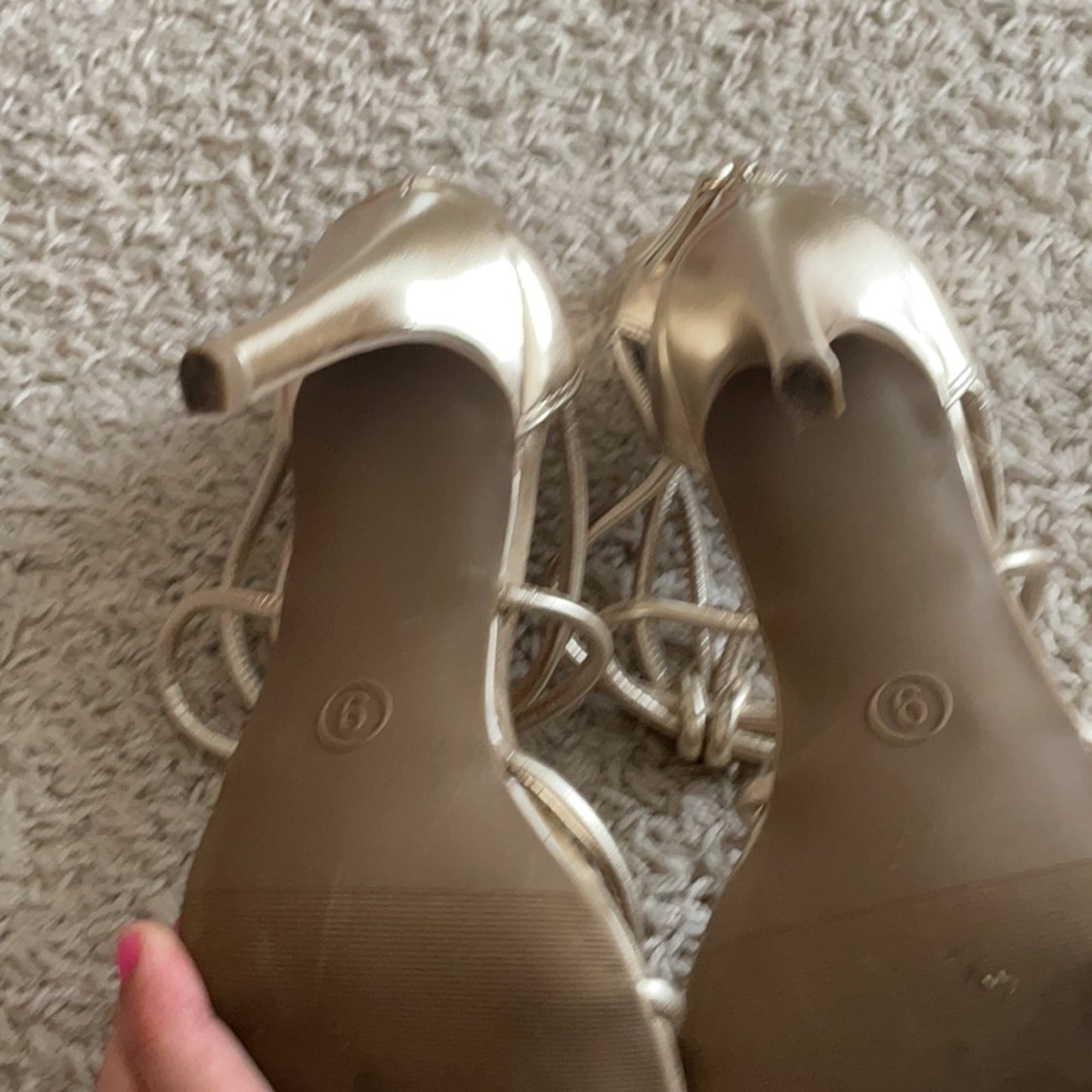 Cute Gold Sandals Heels Size 9