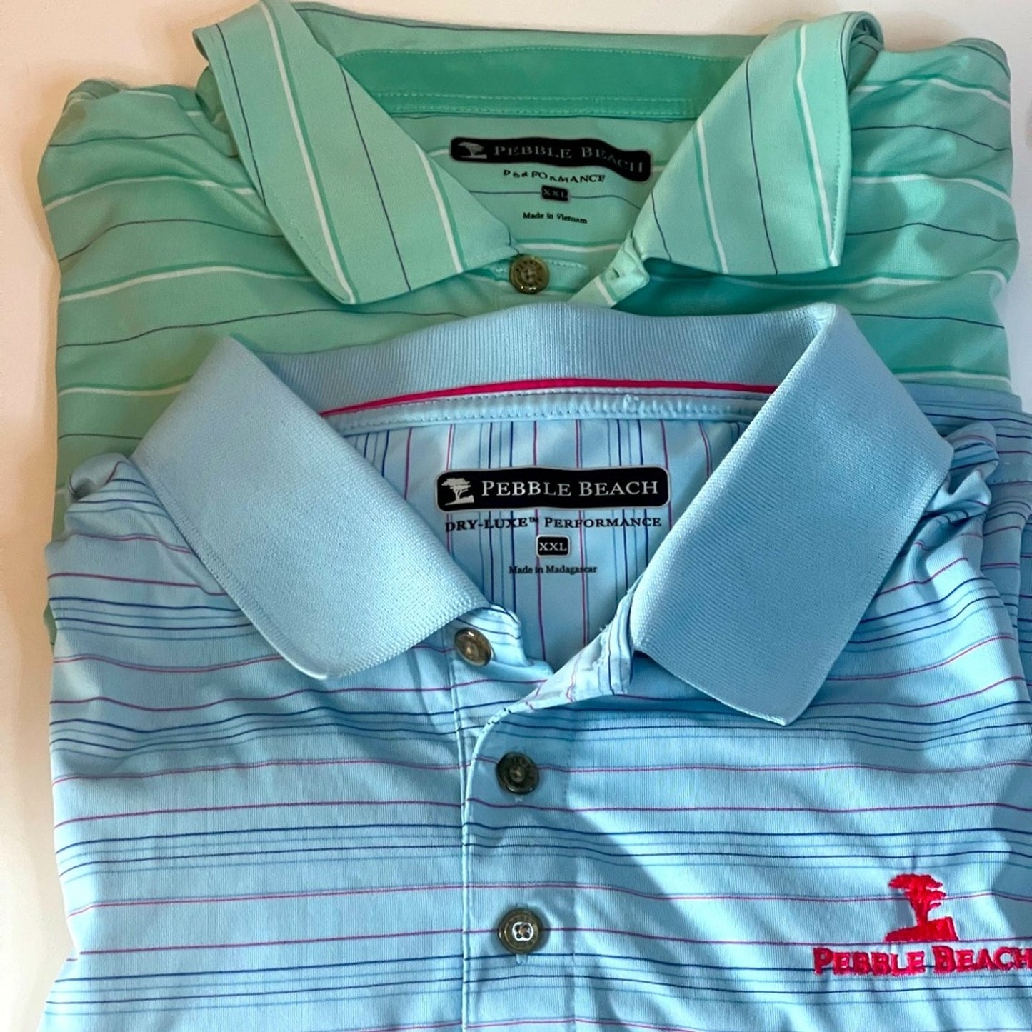 Pebble Beach 🏌️‍♂️Golf Polo Stipped Shirt Bundle size 2XL