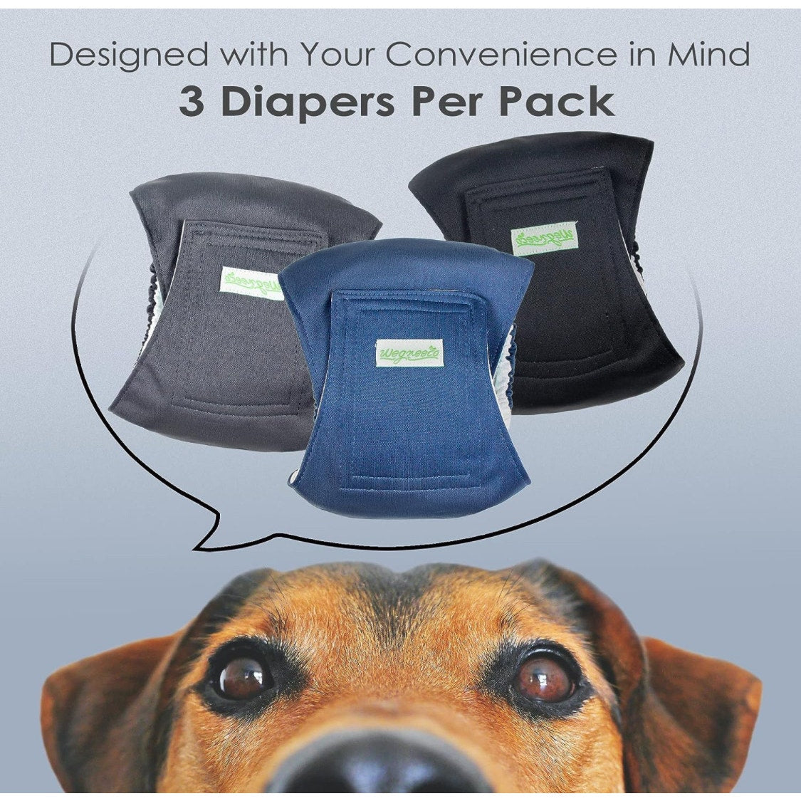 3 Pack Dog Diapers Reusable Cotton Velcro Size XL