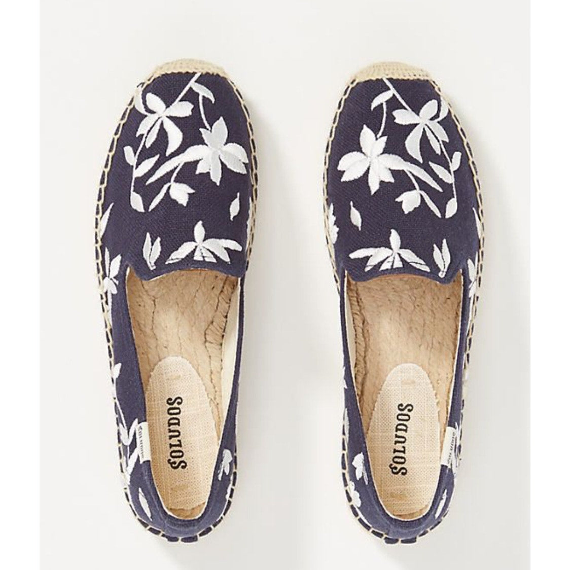 Soludos Shiloh Floral Embroidery
Espadrille Flats Navy White Women's 5