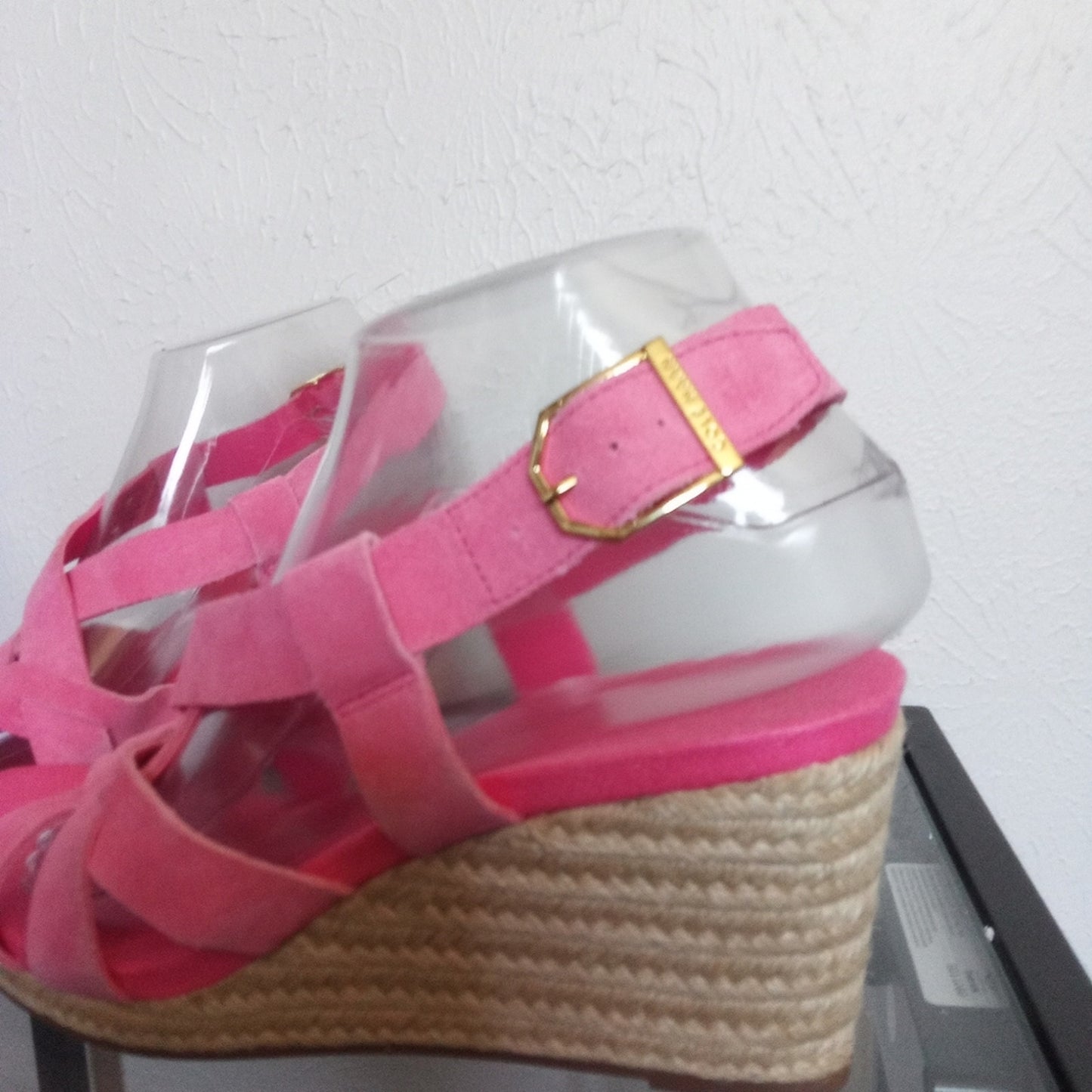 Cole Hahn Strappy Wedges Neon Pink