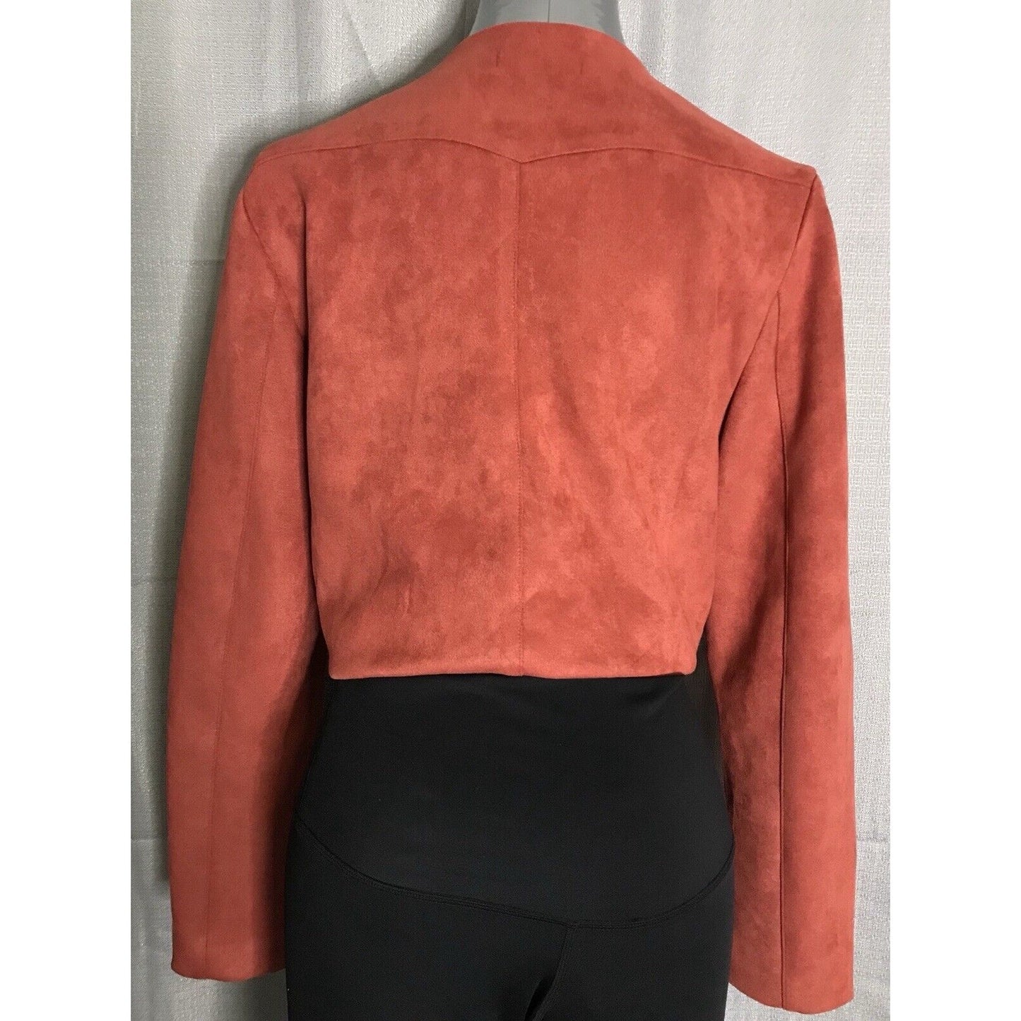 FATE J4600 Faux Suede Leather Western Fringe Cropped Blazer Jacket Burnt Orange