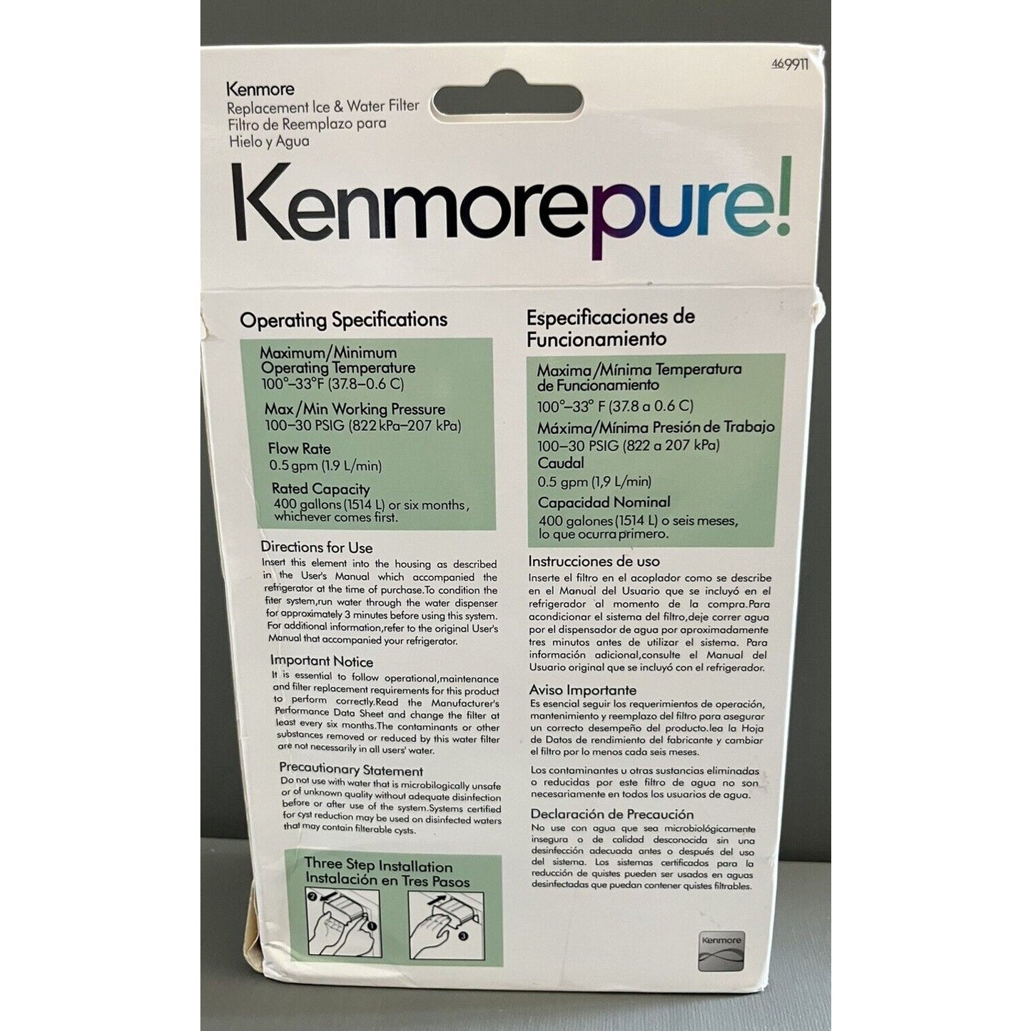 Kenmore Pure! Replacement Ice and Water Filter Model 469911