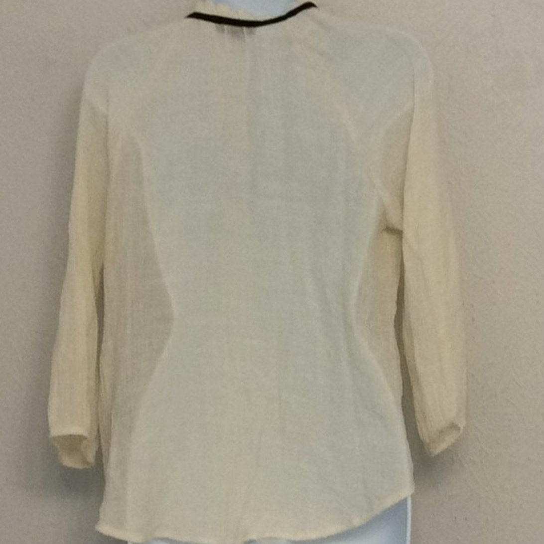 Mine Sheer Size L Long Sleeve Blouse with black tie