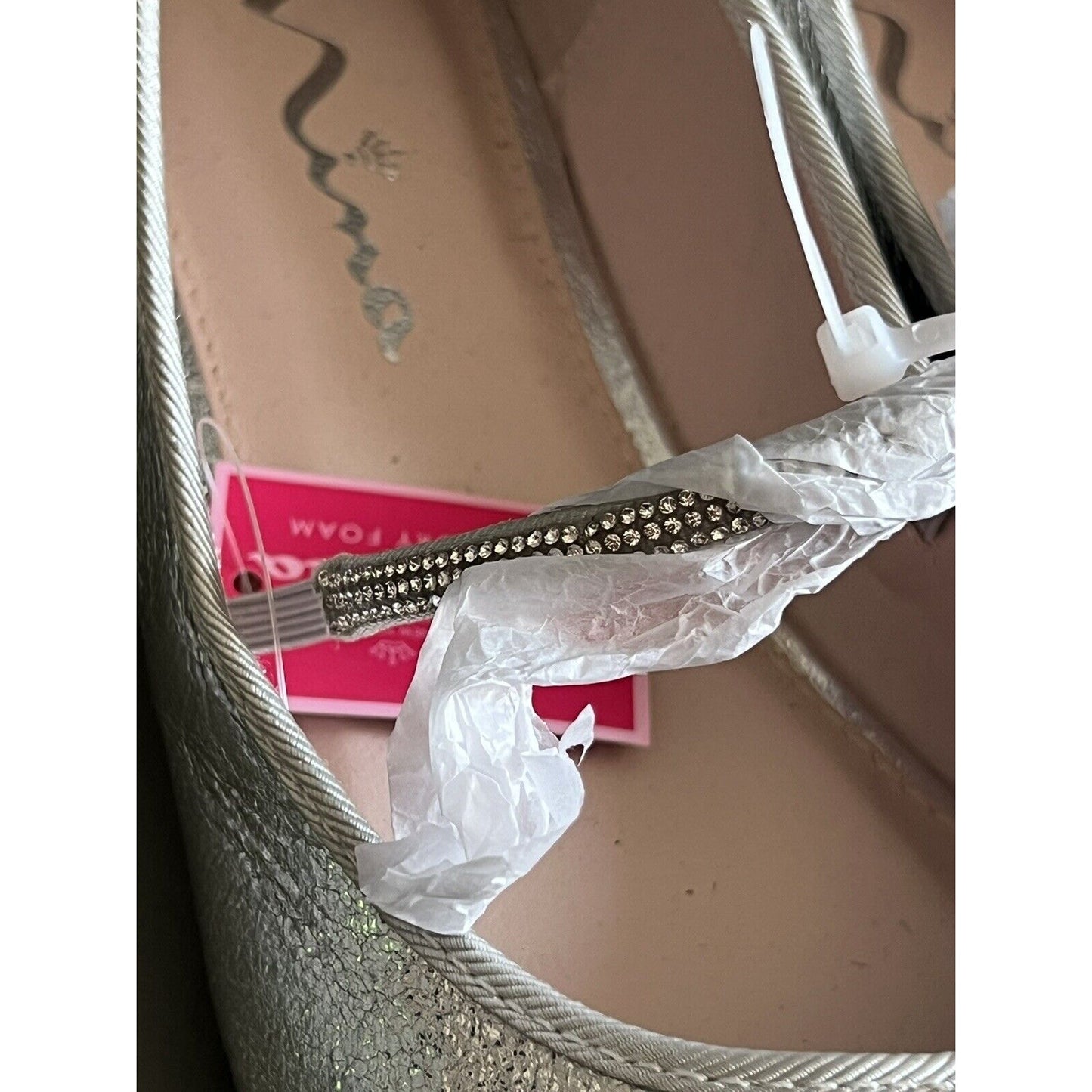 Nina Girls Ballet Flats Size 6 Silver metallic Kendalla Rhinestone Shoe